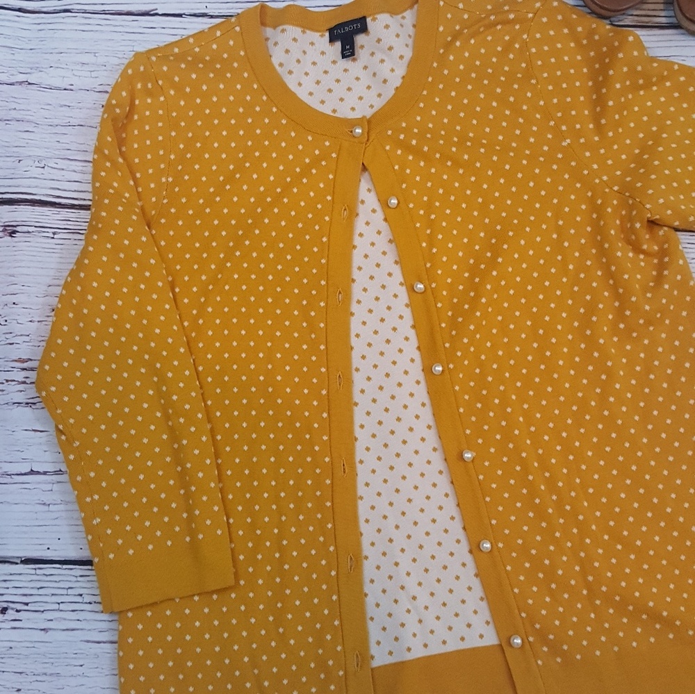Talbots mustard cardigan NWOT